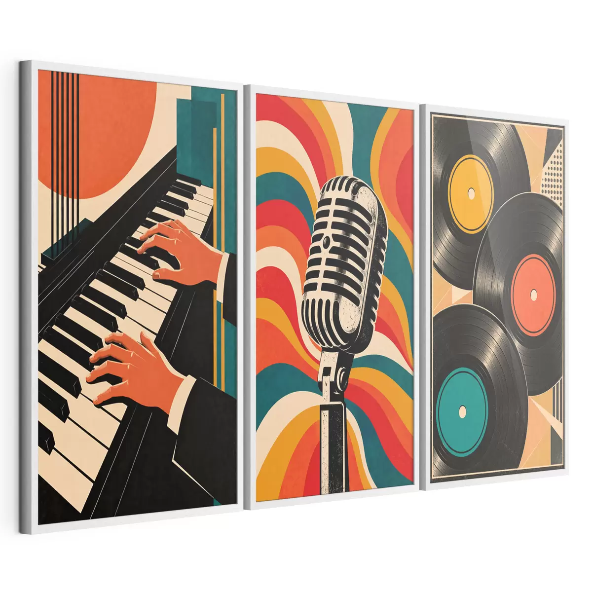 Poster Retro hudební motivy v zářivých barvách d31115