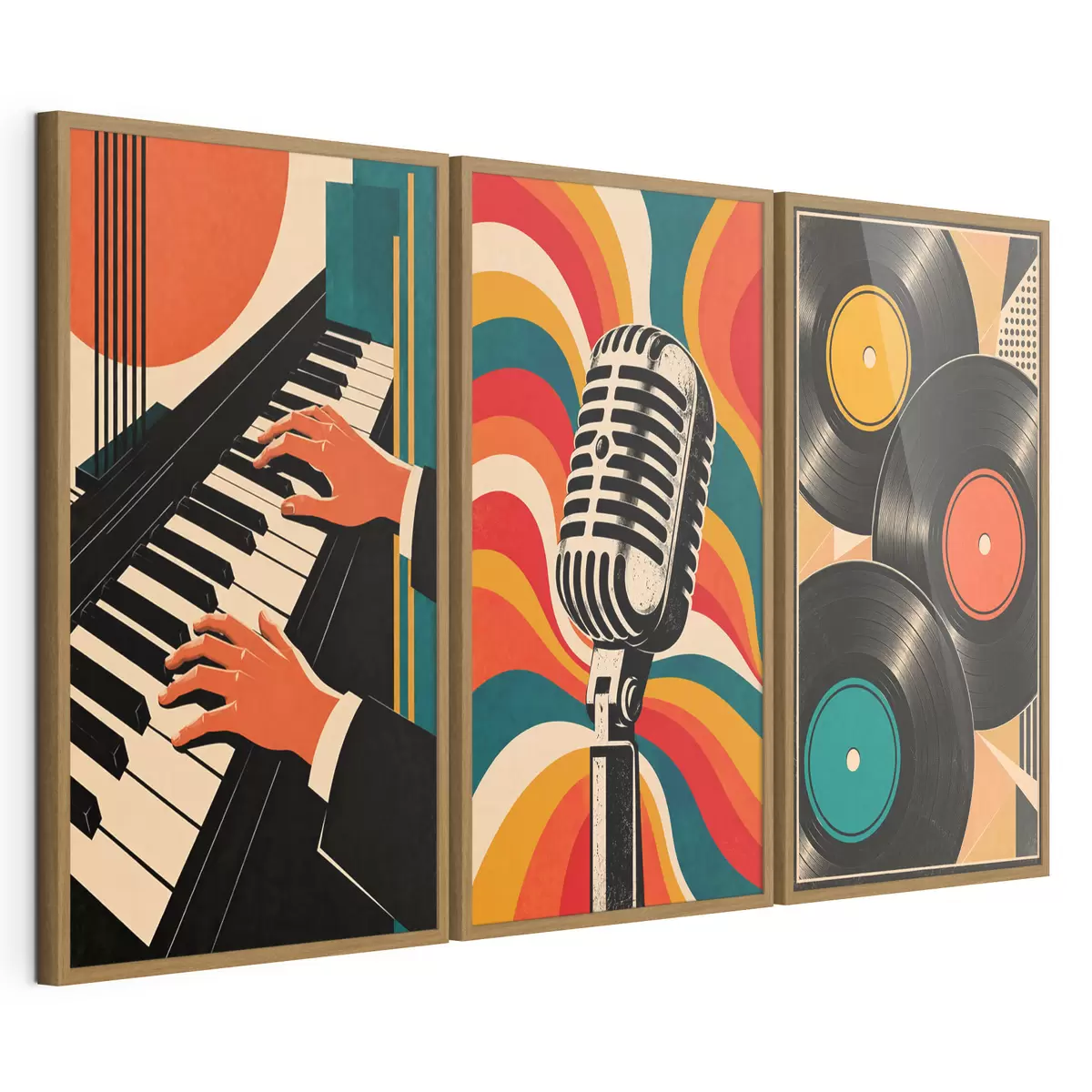 Poster Retro hudební motivy v zářivých barvách d31115