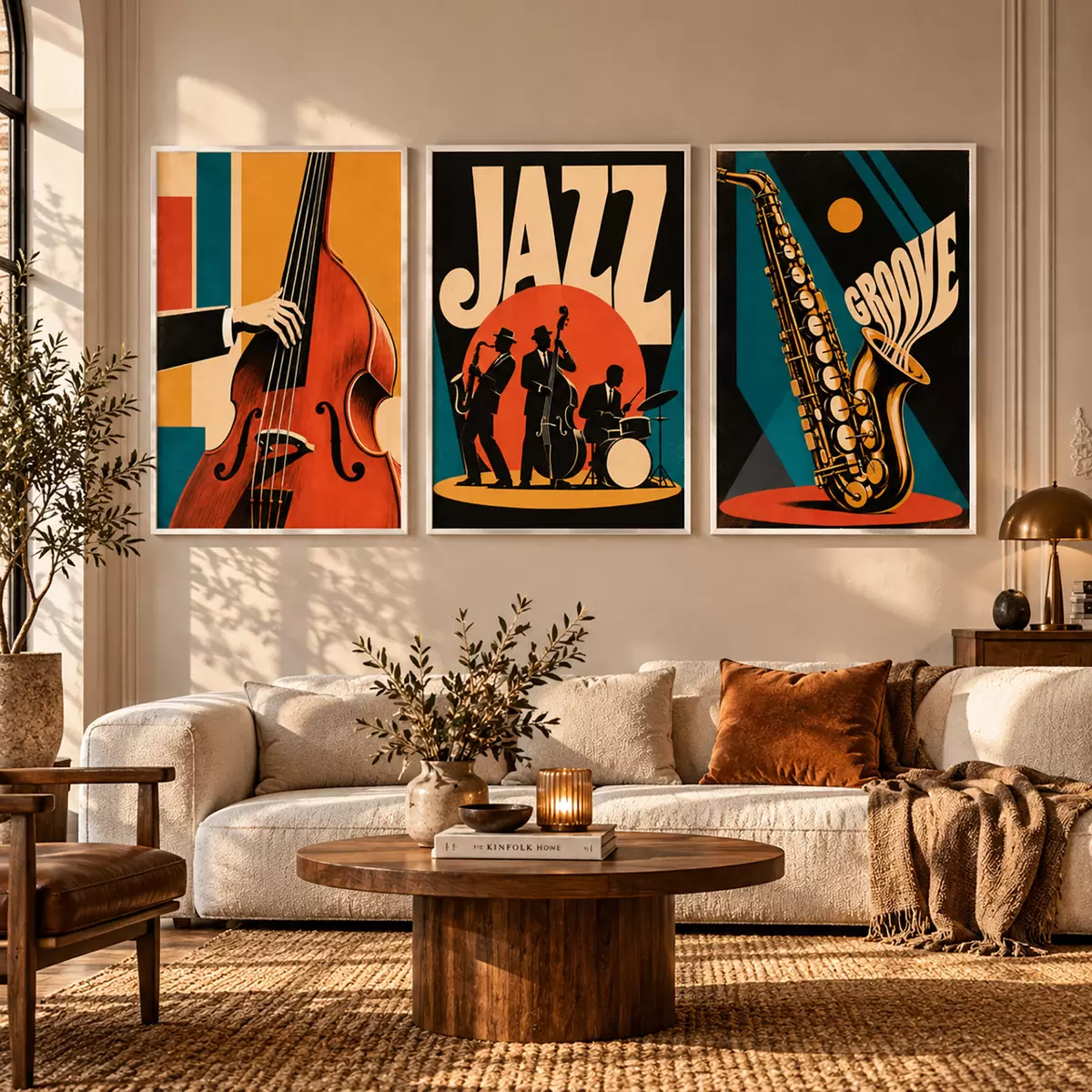 Poster Jazzoví hudebníci v zářivých barvách d31114