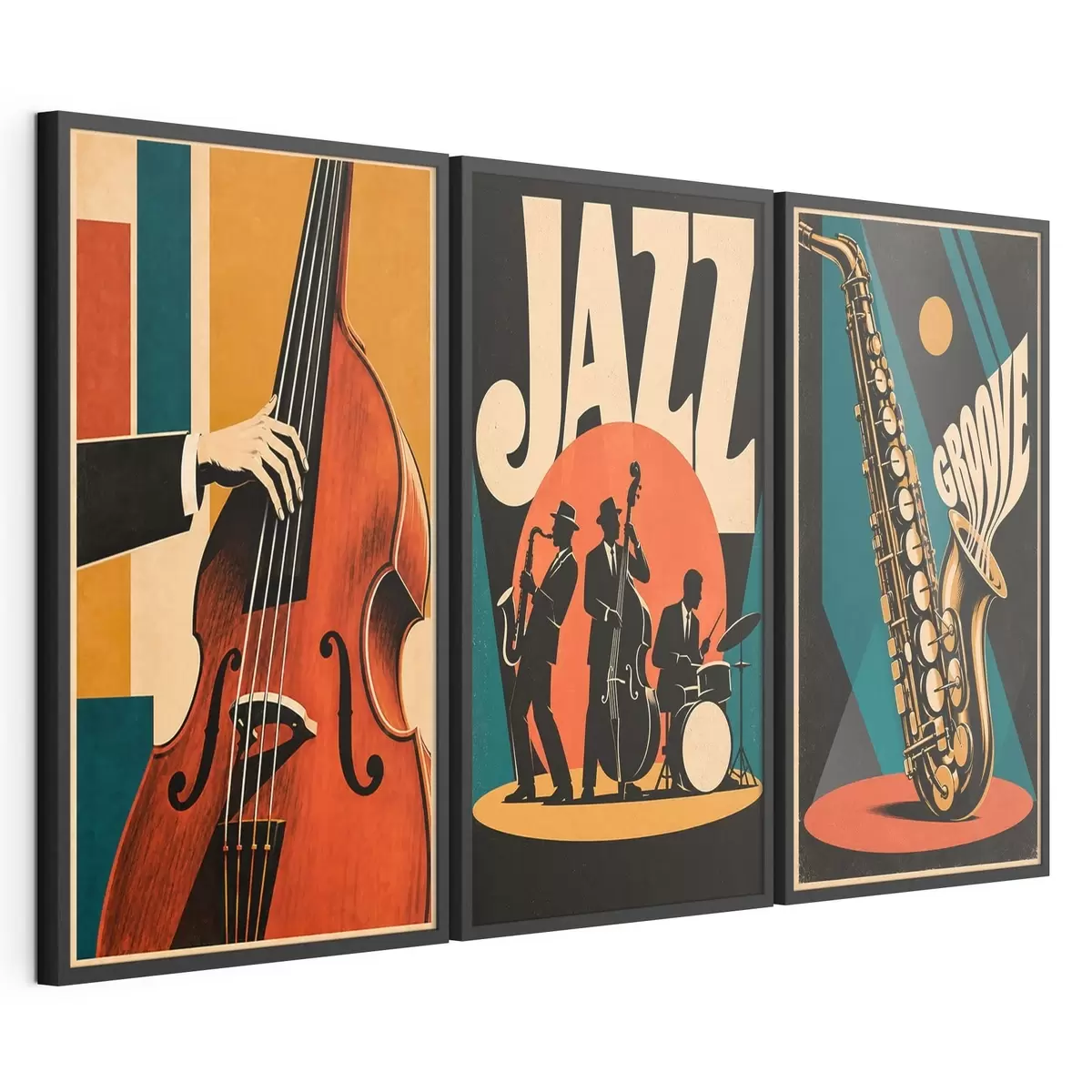 Poster Jazzoví hudebníci v zářivých barvách d31114