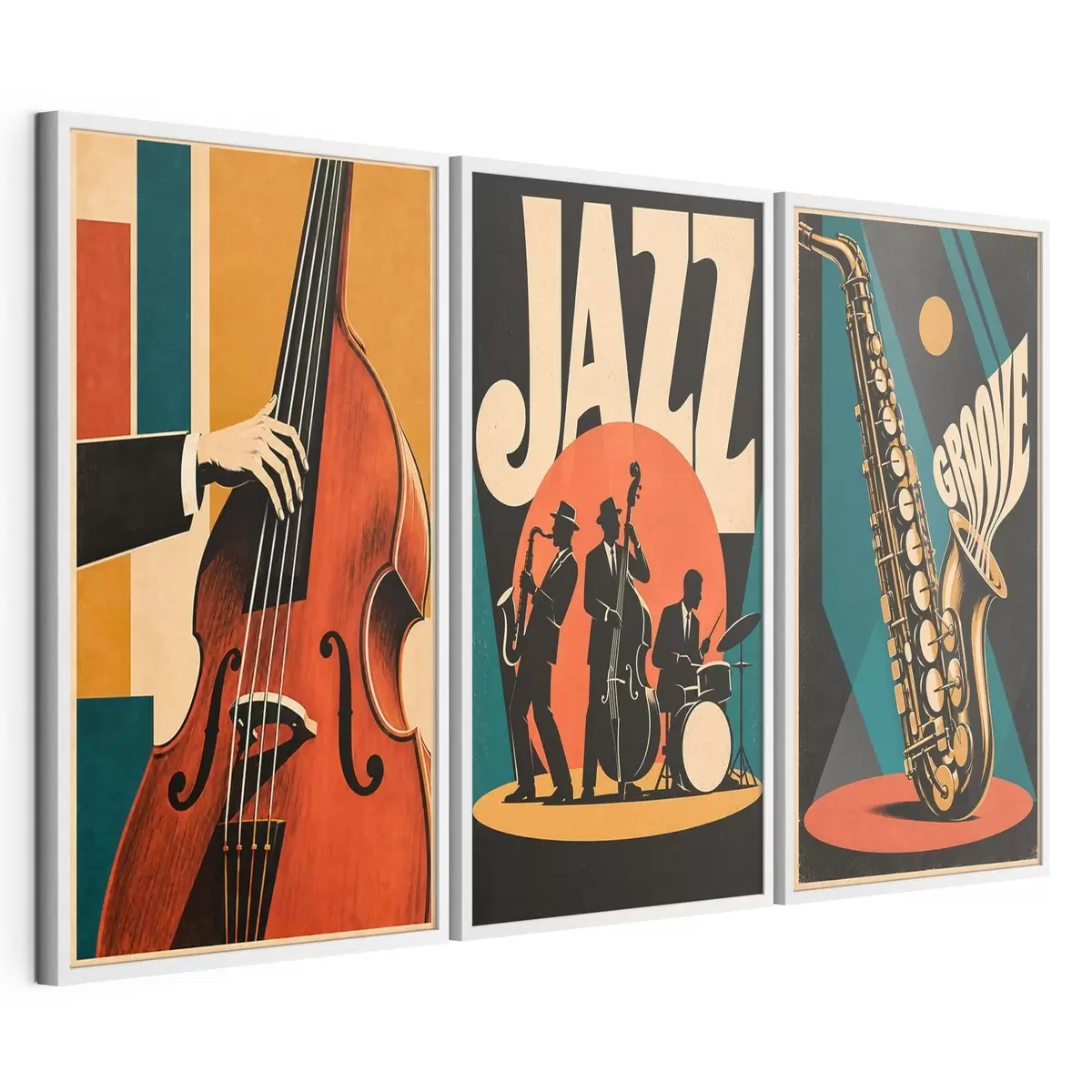 Poster Jazzoví hudebníci v zářivých barvách d31114