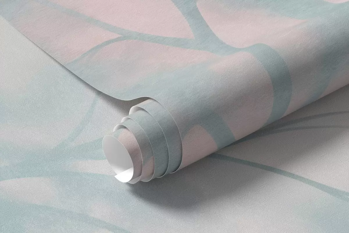 Fototapet Texturovaný strom s větvemi, světle růžové a tyrkysové pozadí, minimalistické umění w10108v1