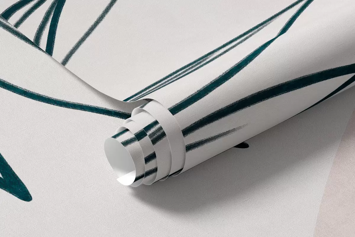 Fototapet Minimalistické kresby tropických listů a listoví, pastelové kruhové tvary w10111