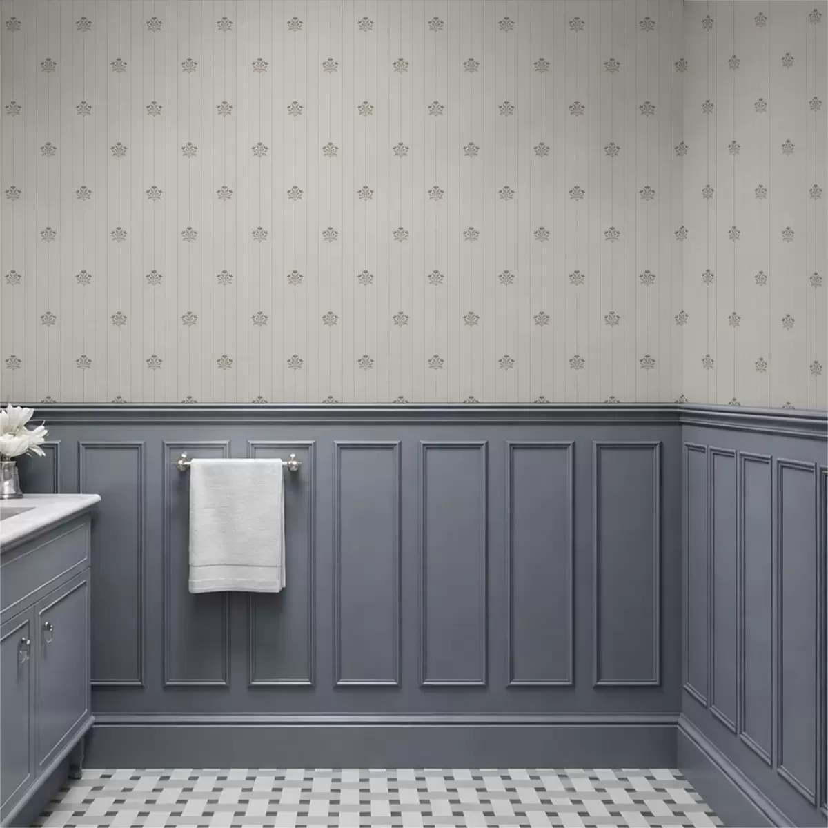 Tapety Jemné květinové vzory a svislé pruhy a01282