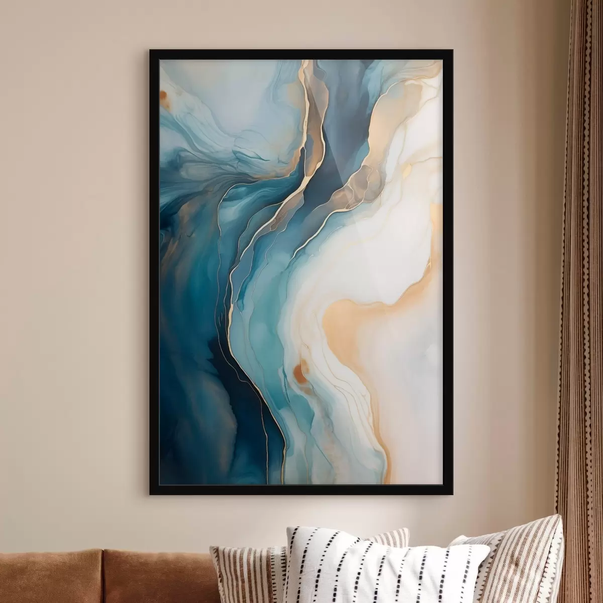 Poster Smaragdový mramor s jantarovými žilkami f51083