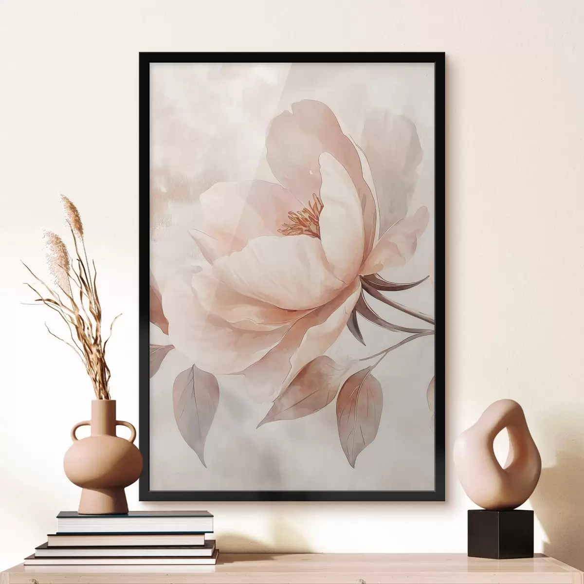Poster Růžovo-béžová akvarelová květina f51098