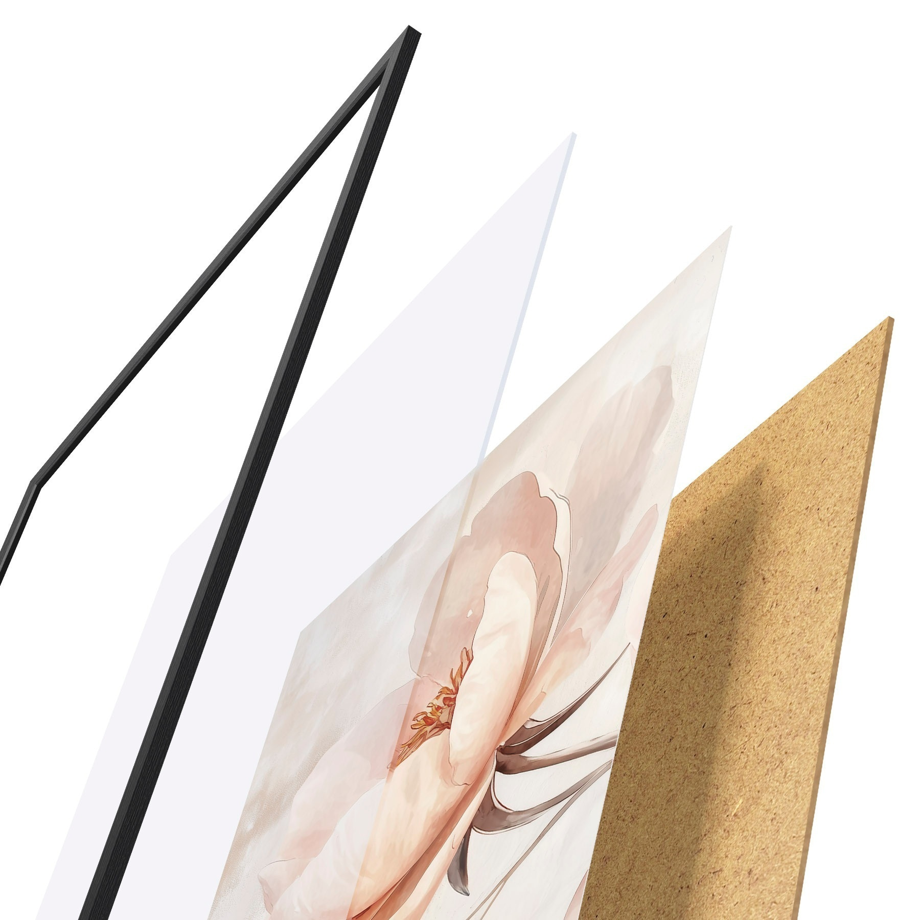 Poster Růžovo-béžová akvarelová květina f51098