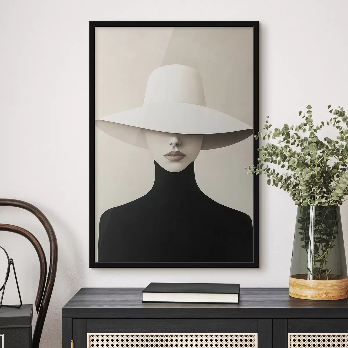 Poster Žena v bílém klobouku f51146