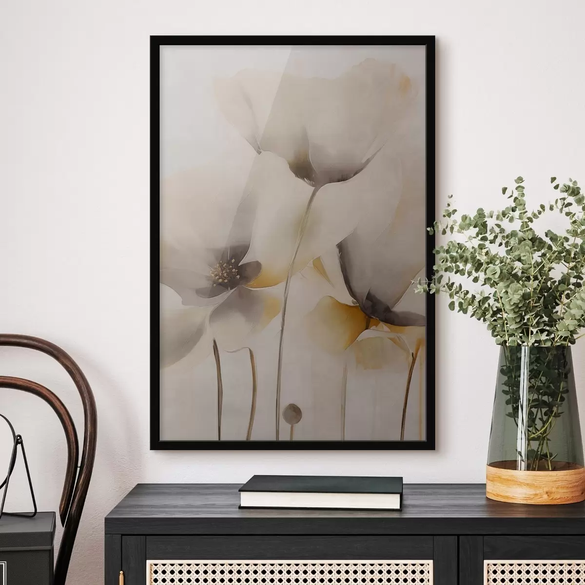 Poster Vzdušné máky v béžové barevné škále f51090
