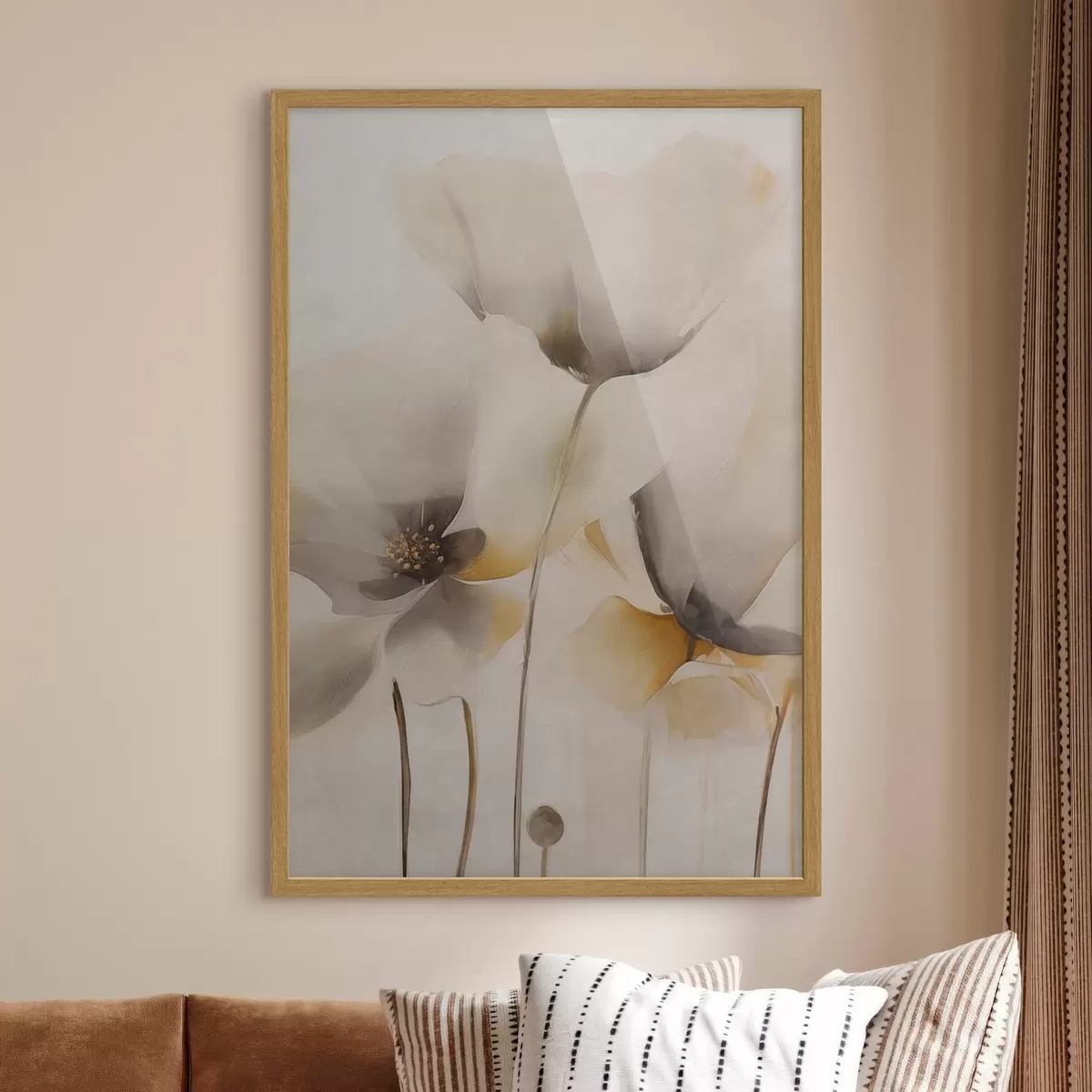 Poster Vzdušné máky v béžové barevné škále f51090