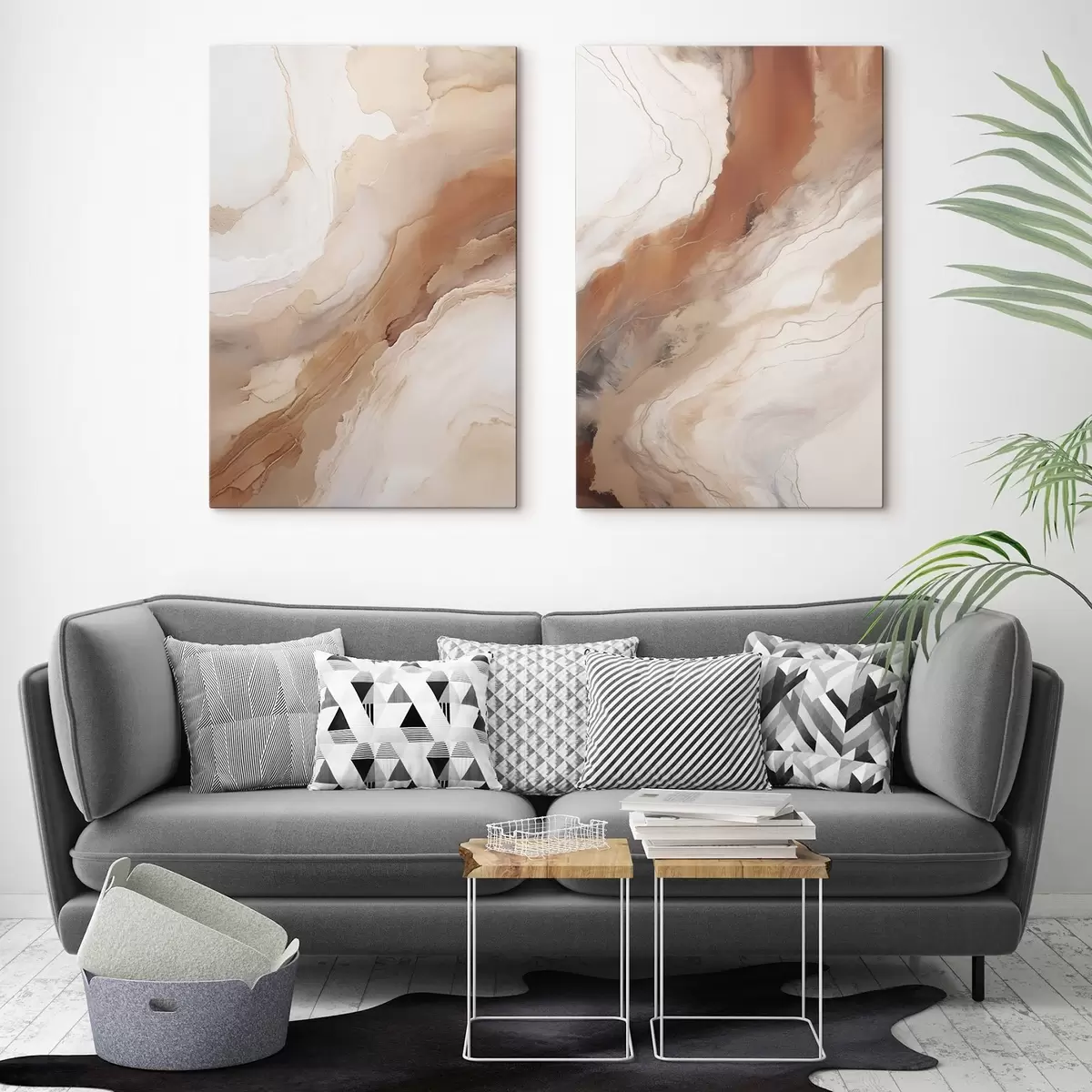 Obraz Béžové a terakotové vrstvy v technice „fluid art“ Č. m31089