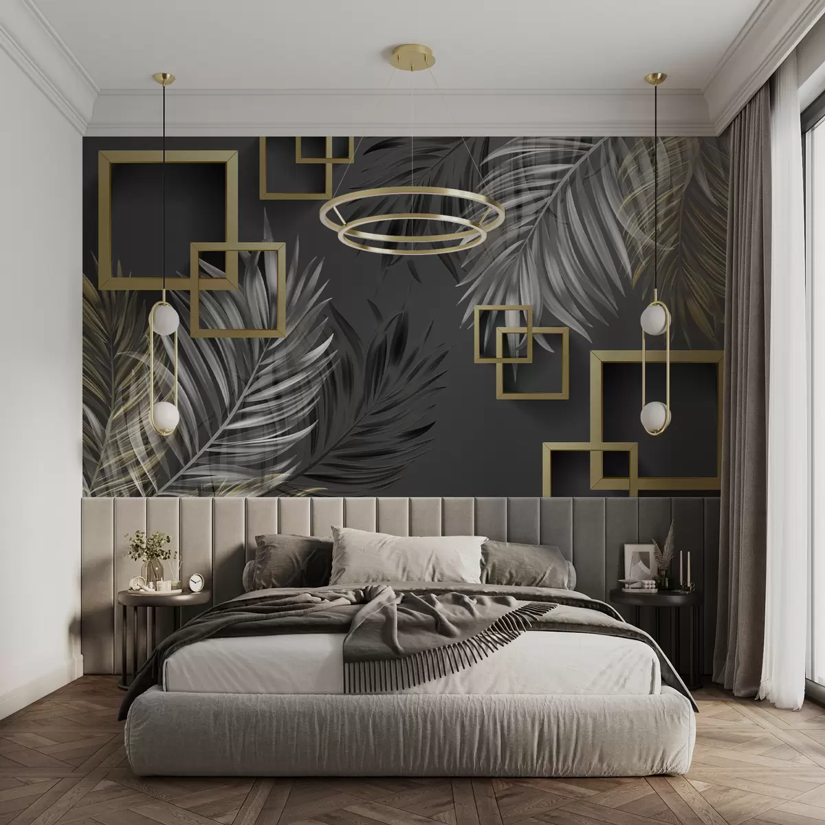 Fototapet Palmové listy, čtverce u80469