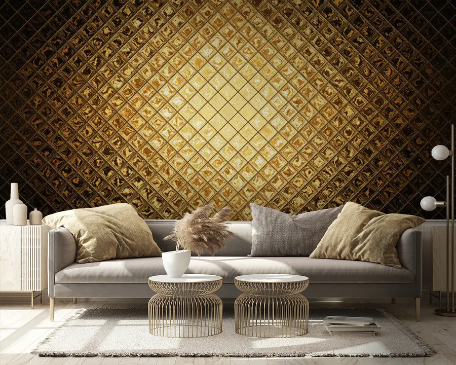 Fototapet Hnědý, jantarový vzor obdélníků u23326