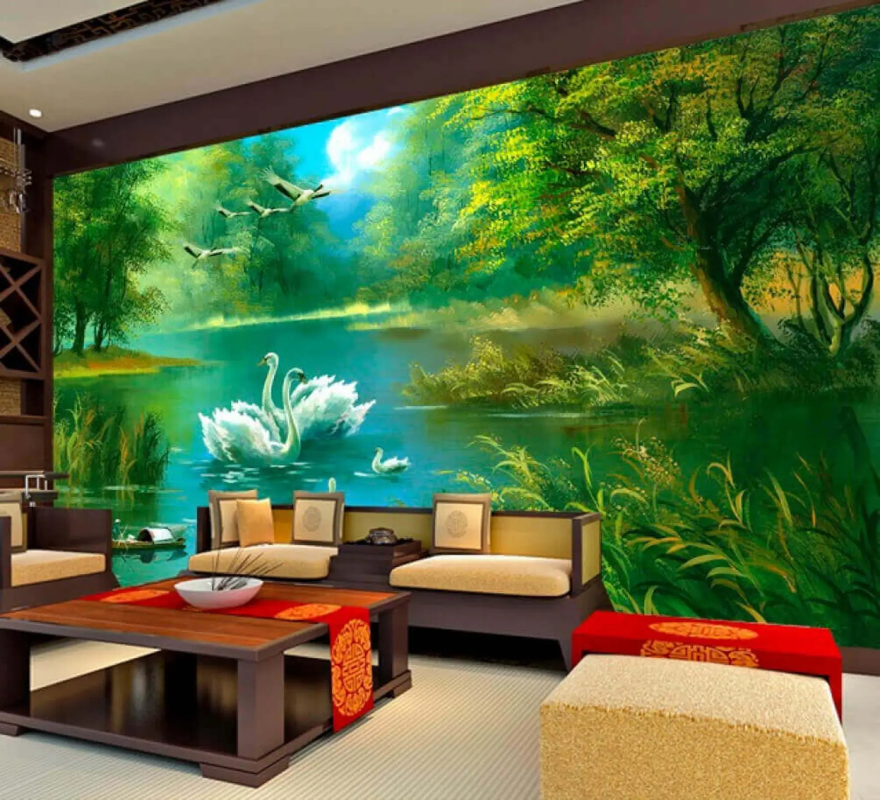 Fototapet Obří labutě na jezeře u16105