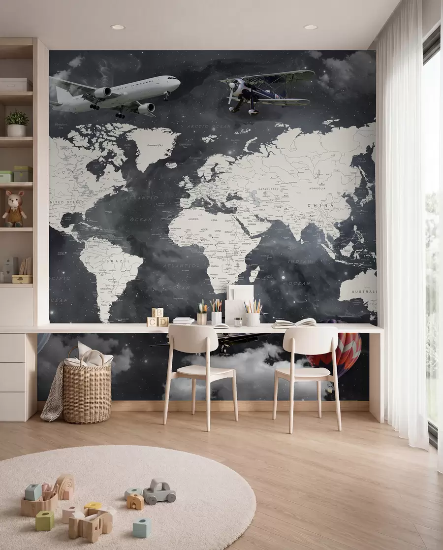 Fototapet Mapa a letadla u72597