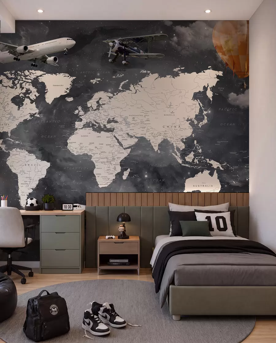 Fototapet Mapa a letadla u72597