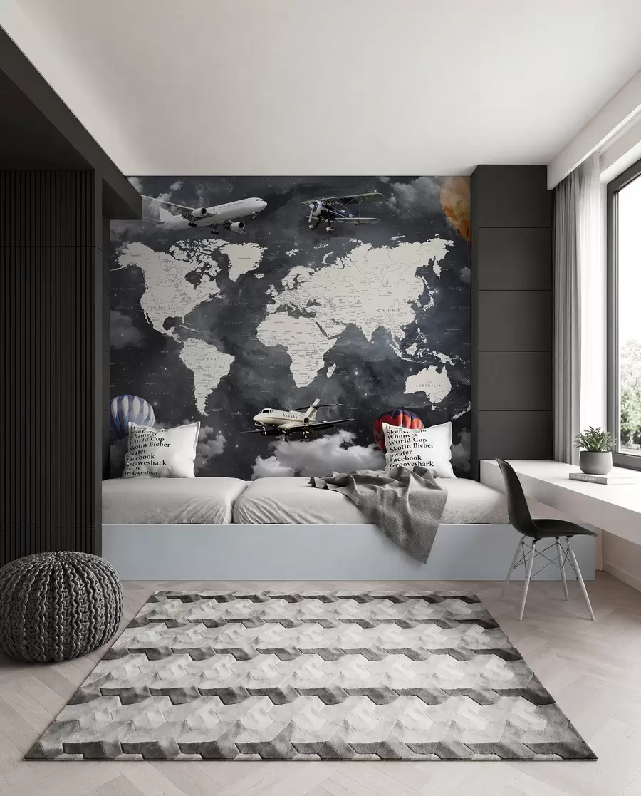 Fototapet Mapa a letadla u72597