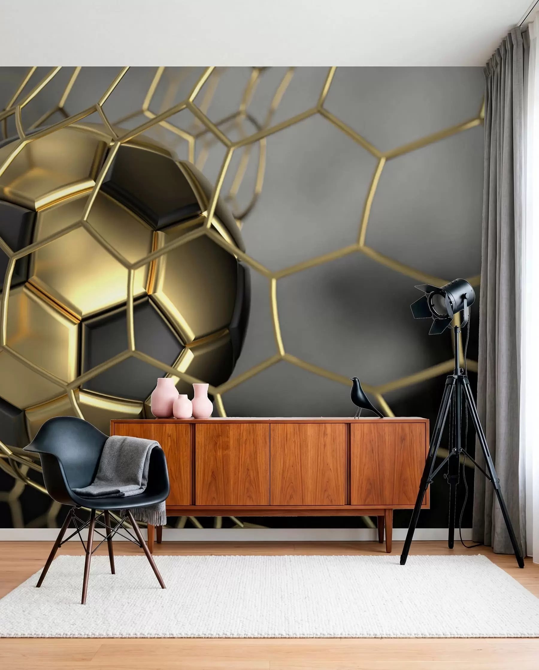 Fototapet Fotbalový míč v brance u73010