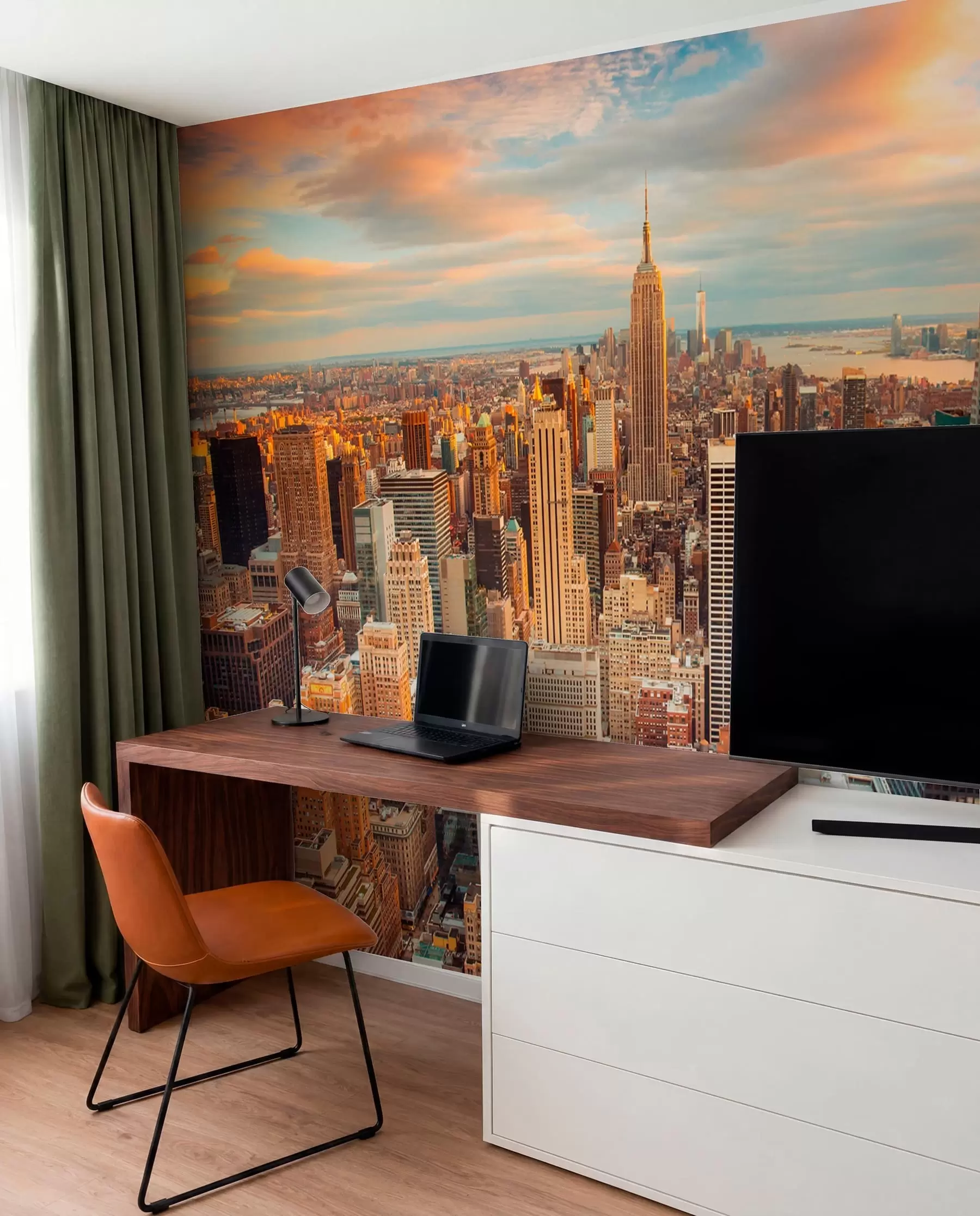 Fototapet Letecký pohled na západ slunce v New Yorku u80529