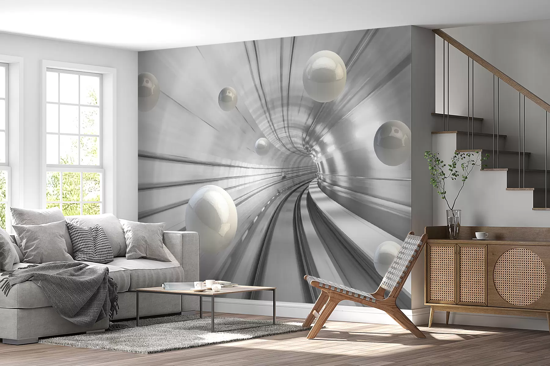 Fototapet Tunel s lesklými koulemi u17532