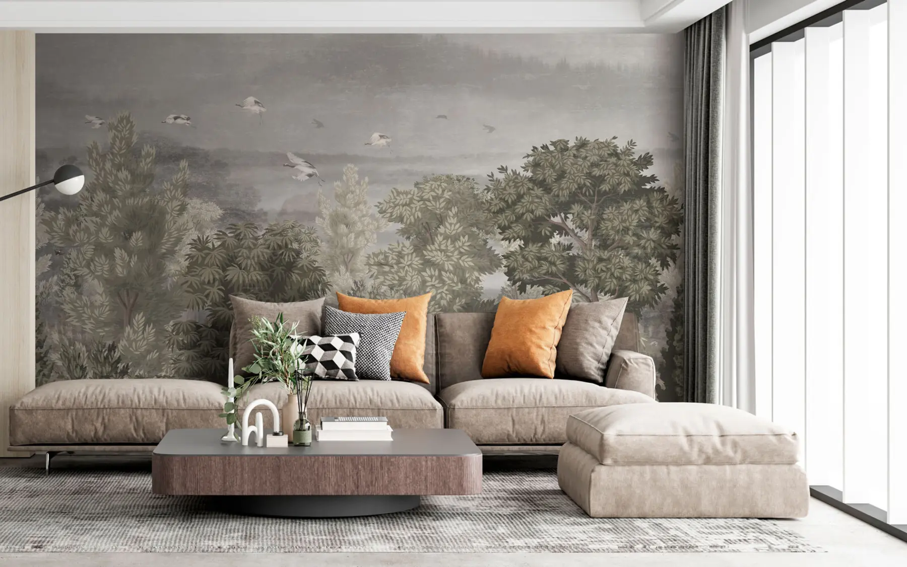 Fototapet Nad lesem létají jeřábi u73553