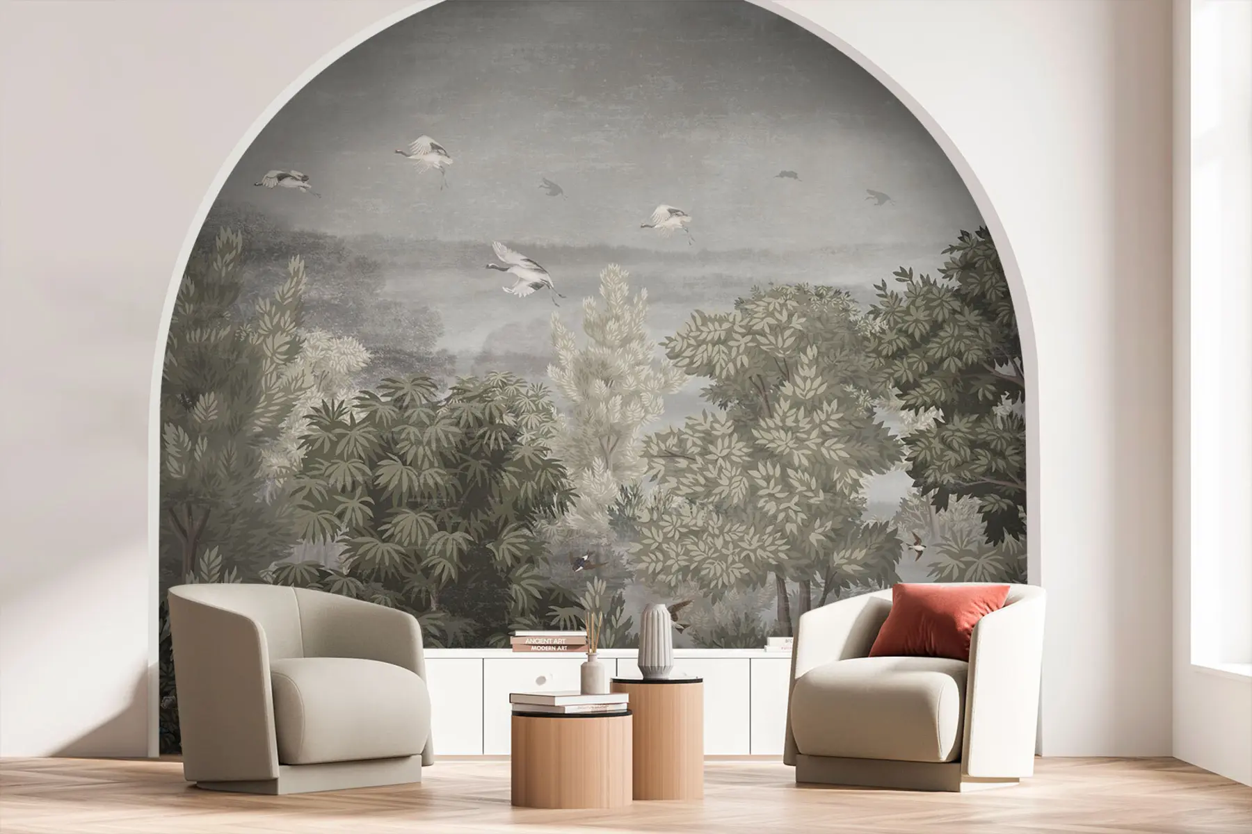 Fototapet Nad lesem létají jeřábi u73553