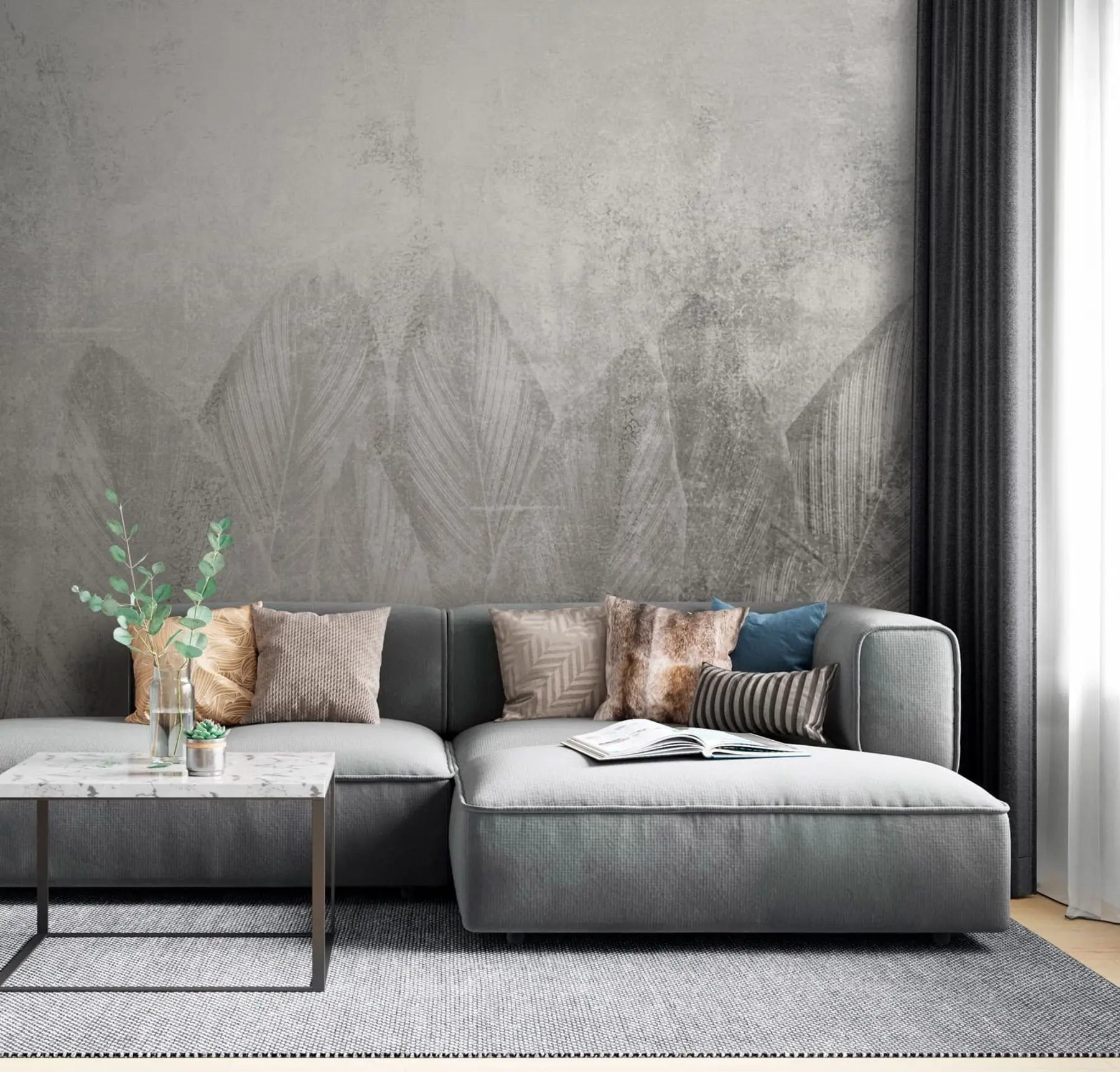 Fototapet Moderní dekor palmové listy na betonovém pozadí u73876