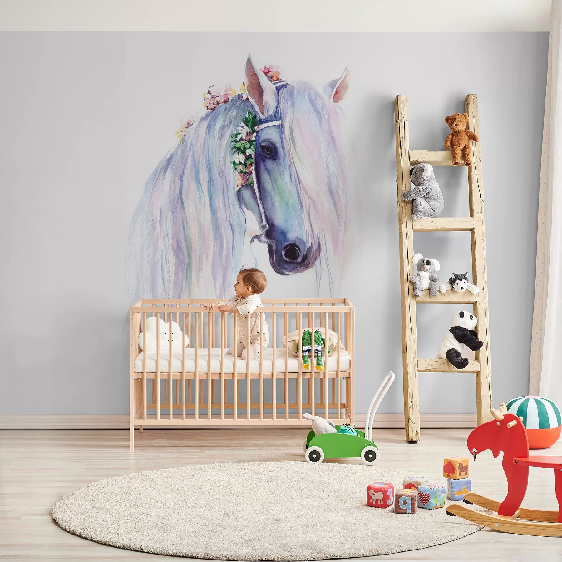 Obraz Modrý kůň s květinami v hřívě Č. u93591