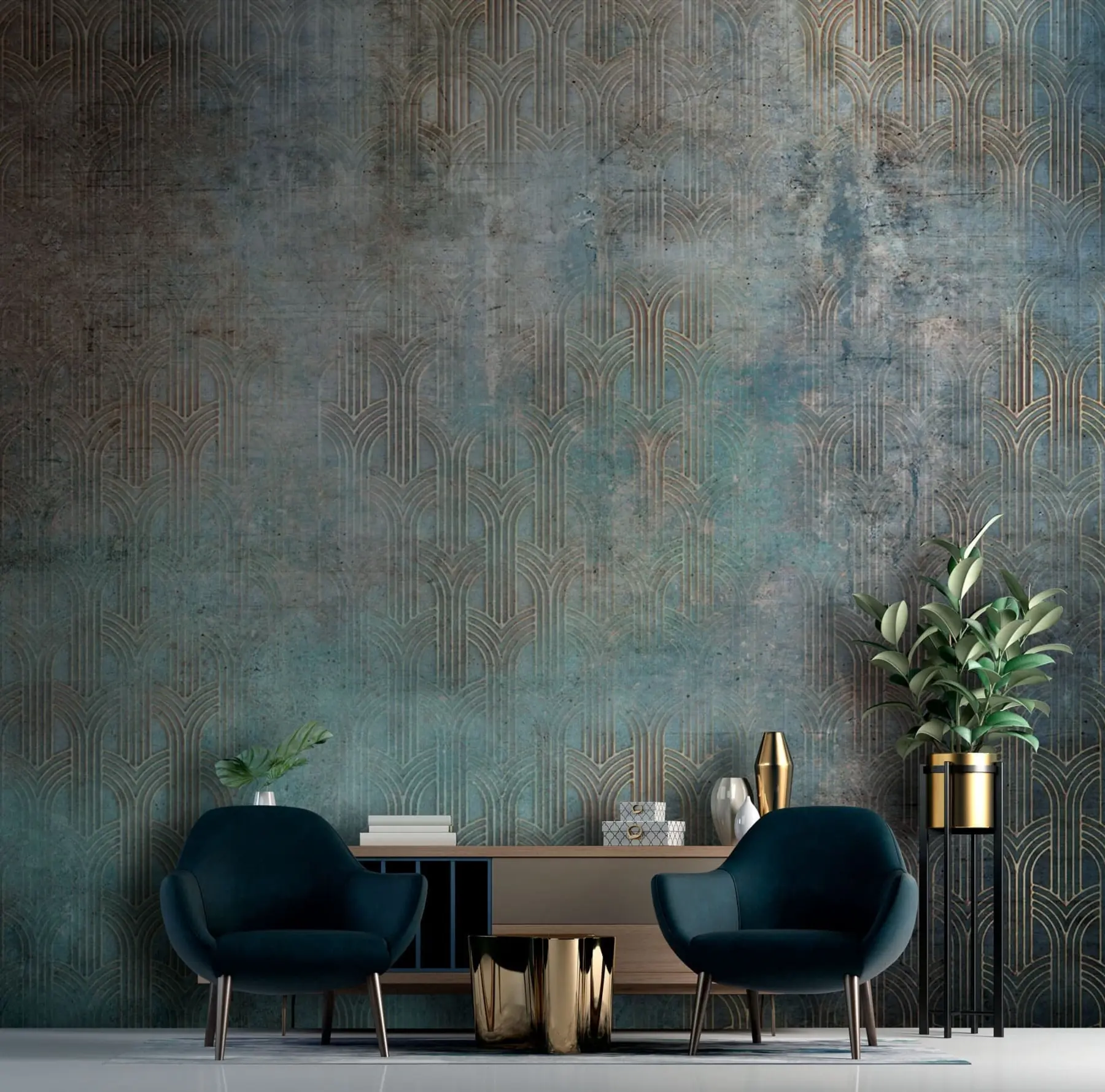 Fototapet Obloukový vzor na grungeové zdi u73973