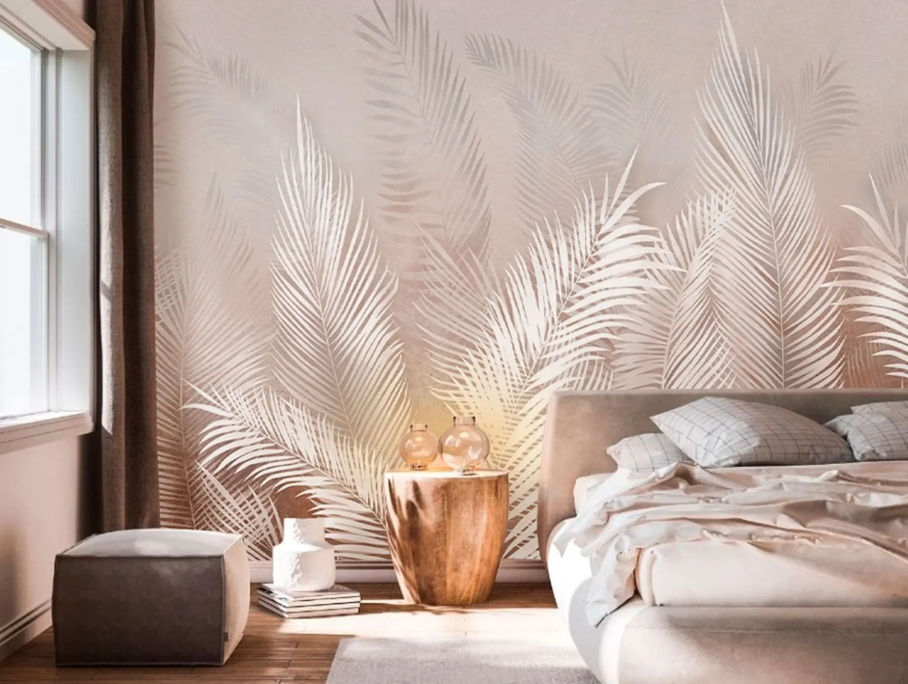 Fototapet Bílé palmy na hnědém pozadí Granzh u74601