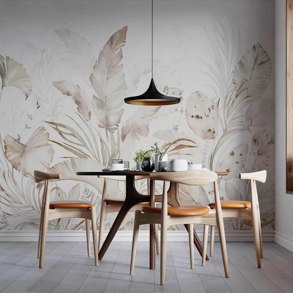 Fototapet Akvarel tropické listy u93967