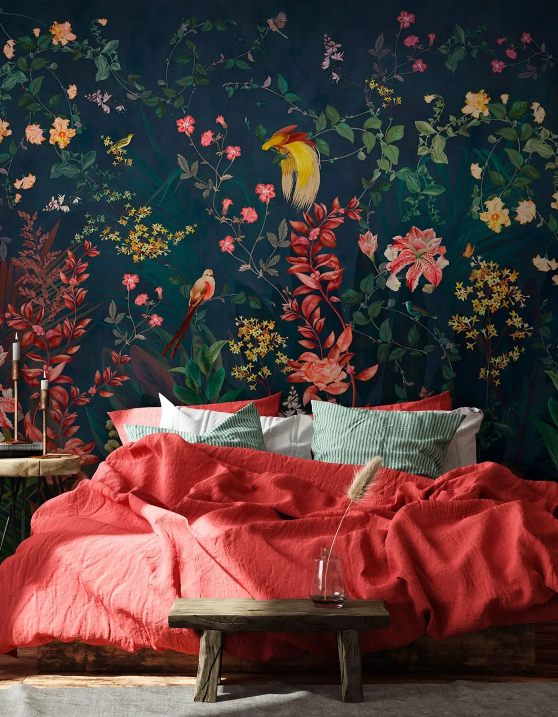 Fototapet Světlé větve a ptáci ve stylu chinoiserie u74744