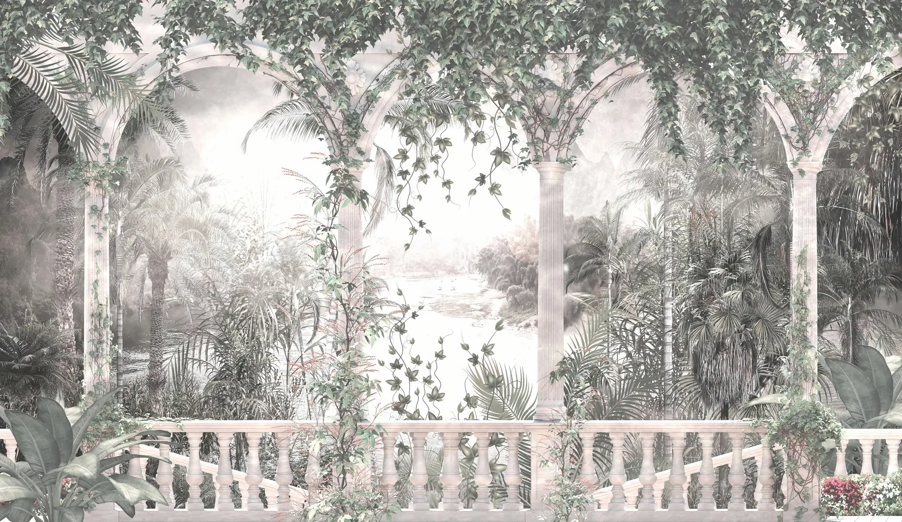 Fototapet Starověké oblouky v zahradě u94141