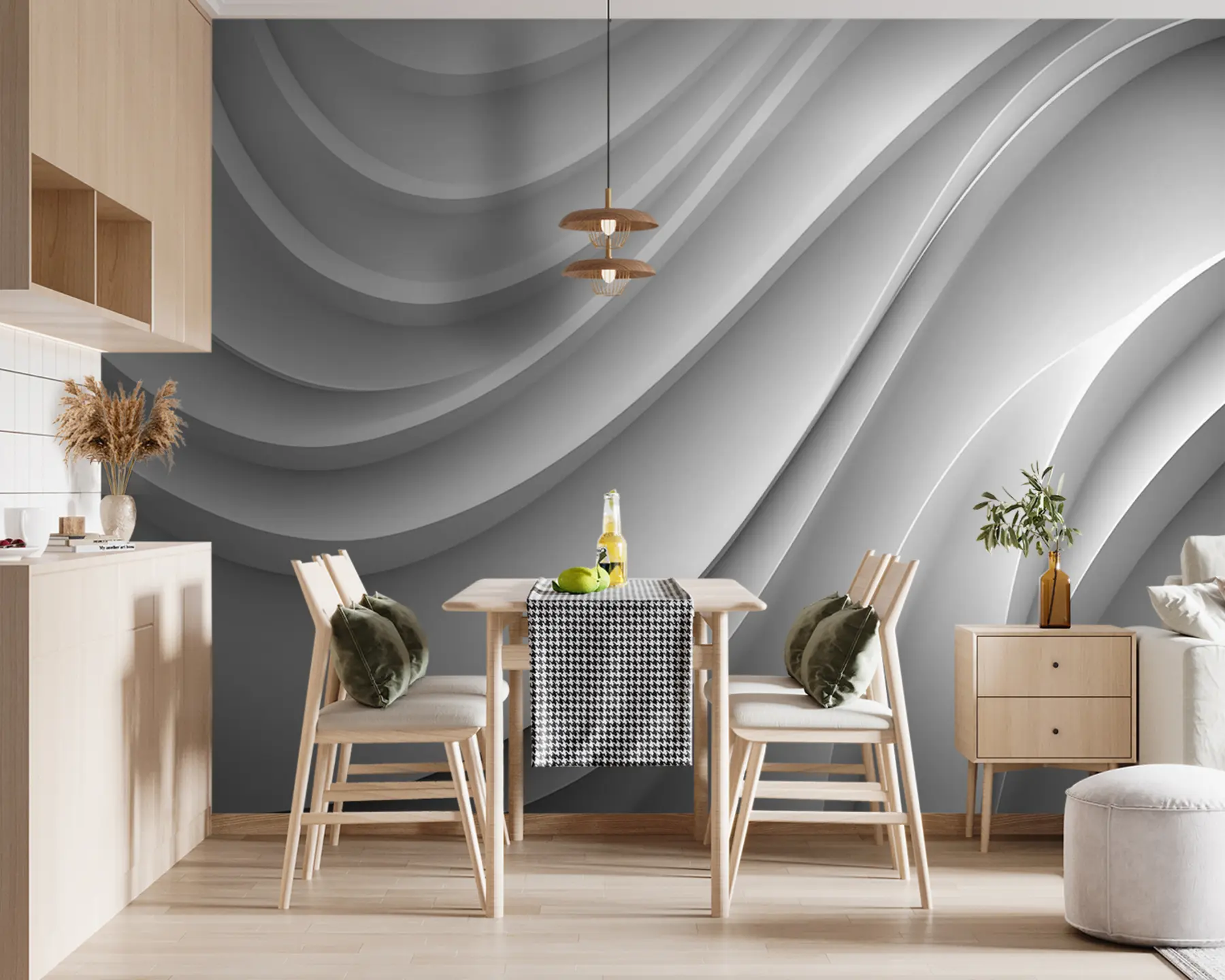 Fototapet Bílé 3d vlny u94078