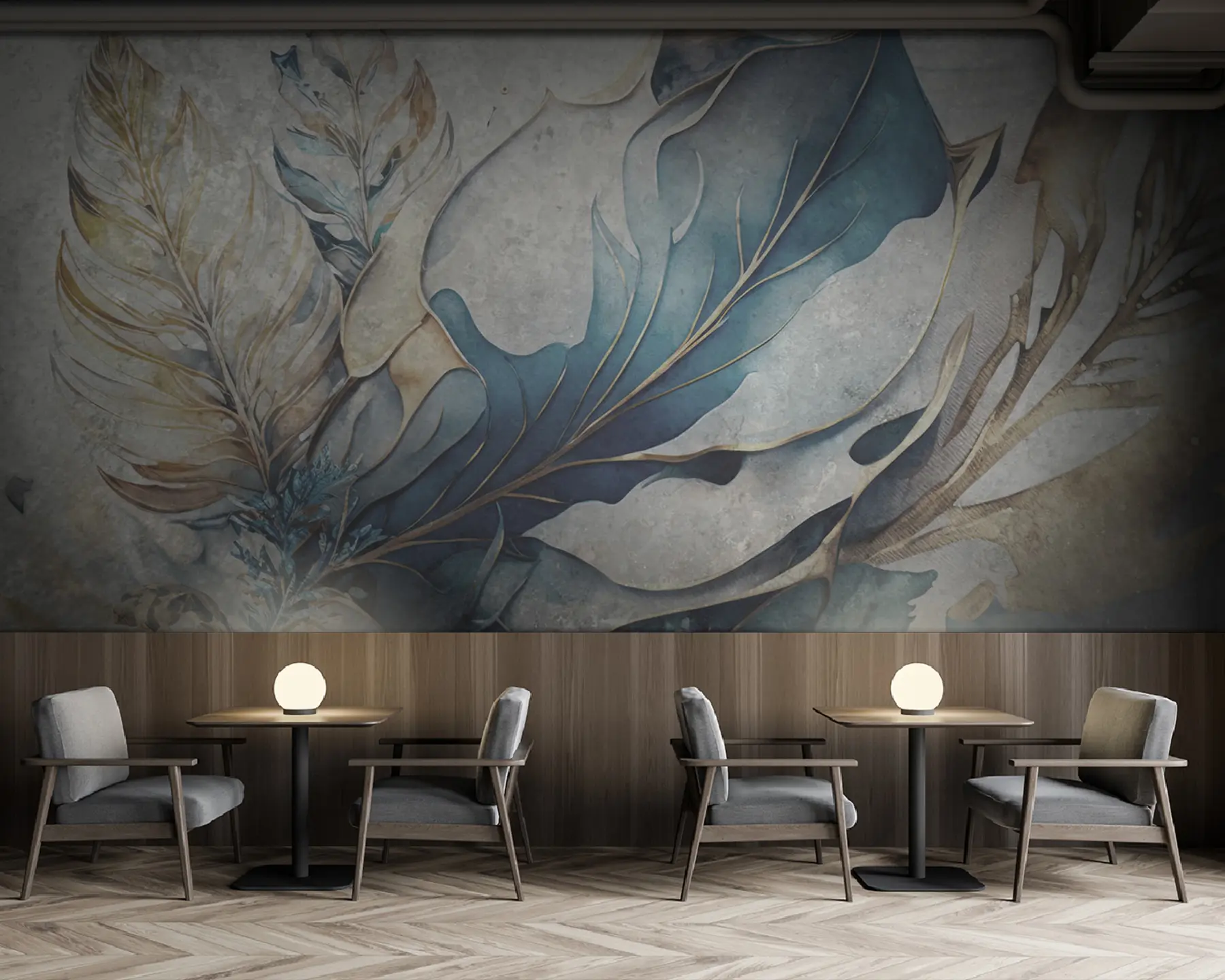 Fototapet Velké akvarelové květiny na betonové zdi u93998