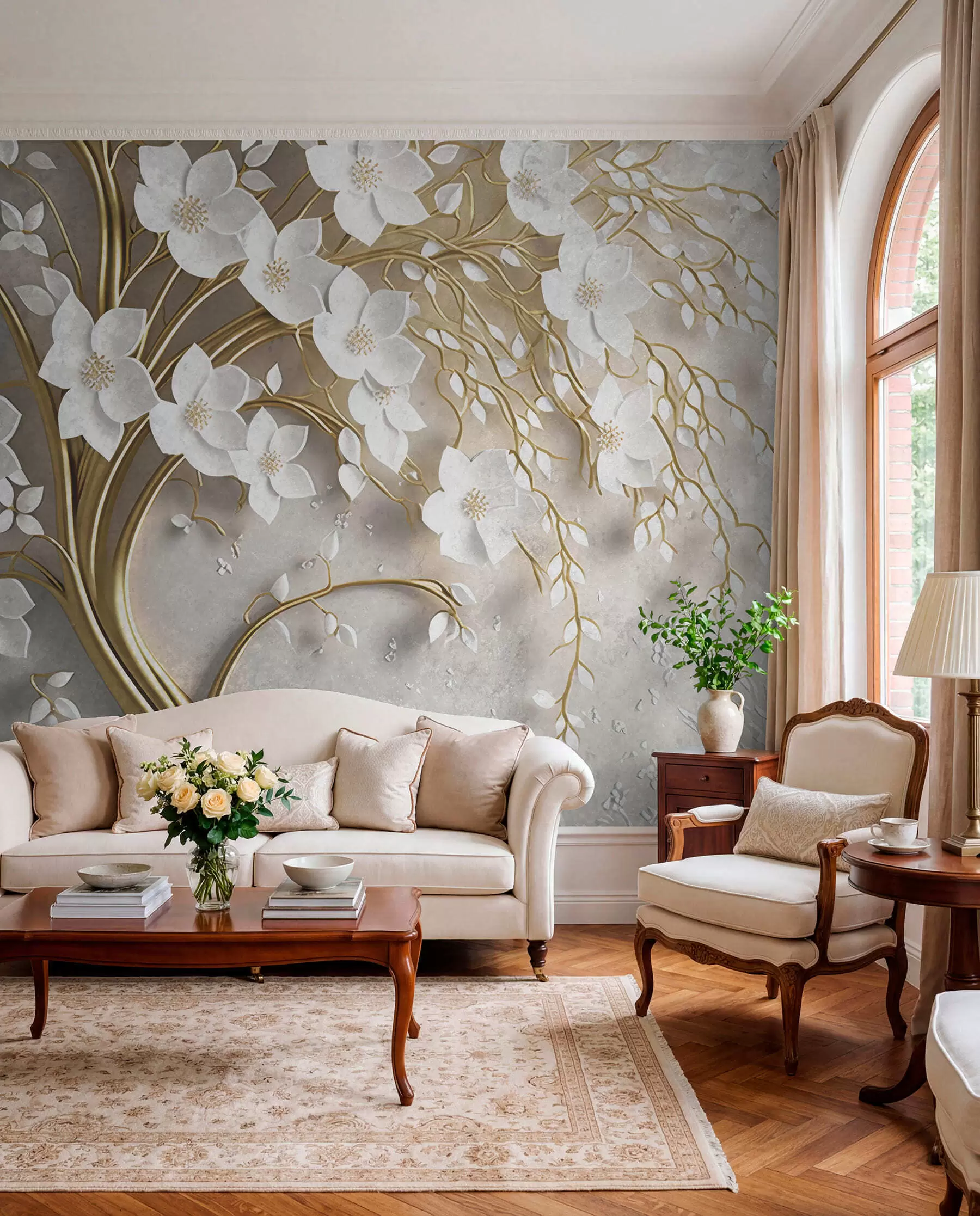 Fototapet Spirály bílých květů u94015