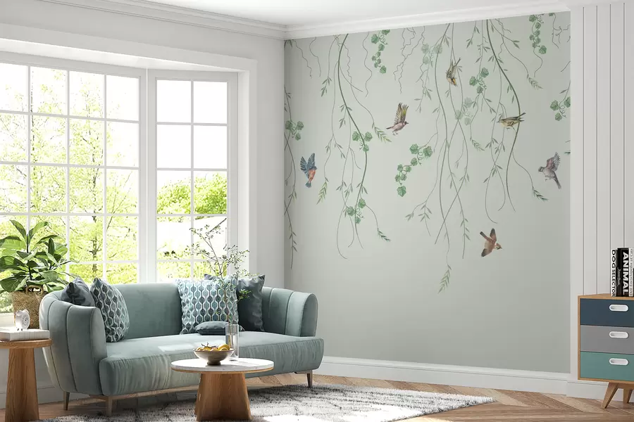 Fototapet Větve s ptáky, Chinoiserie u94493