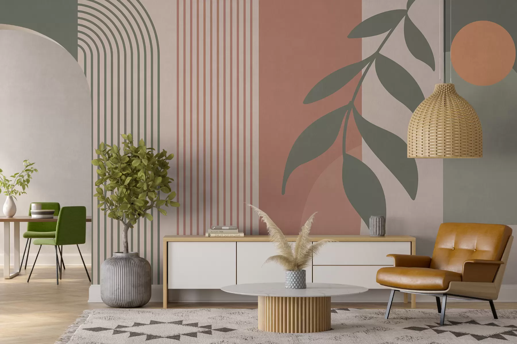 Fototapet Oblouky a dekorativní prvky v boho stylu u94153