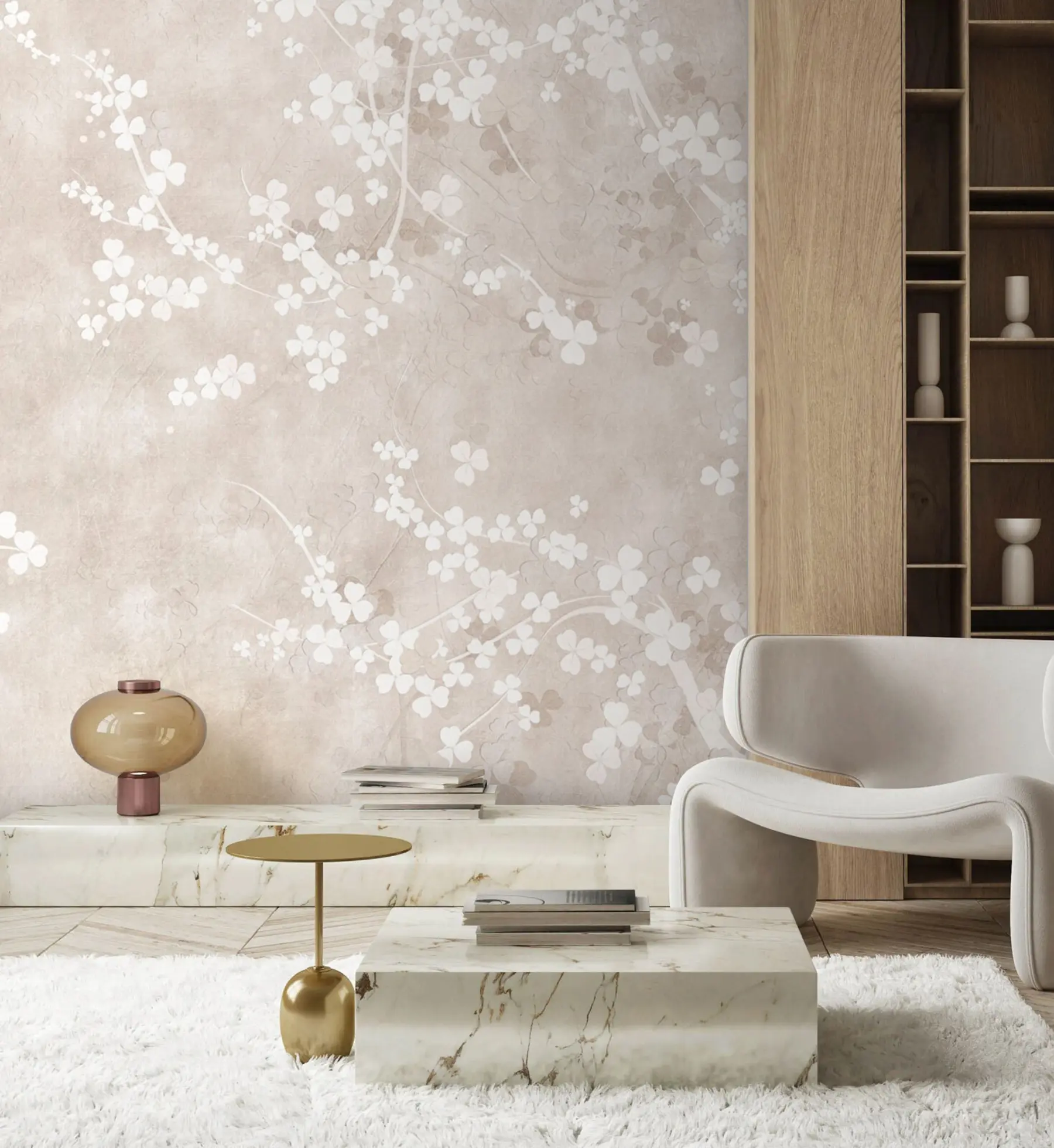 Fototapet Bílé křehké větvičky a květiny u94458