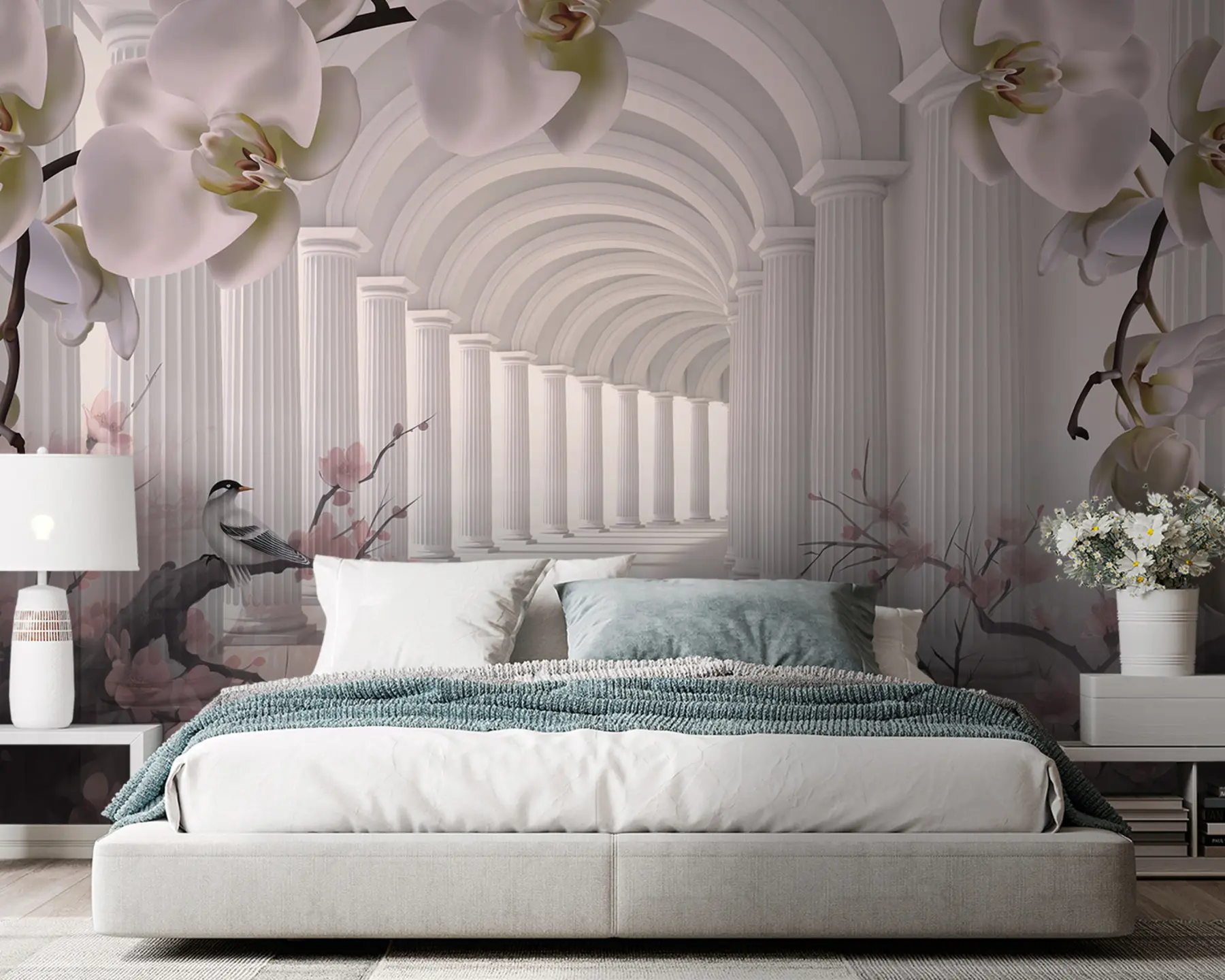 Fototapet Krásný tunel s ptáky a orchidejemi u94513