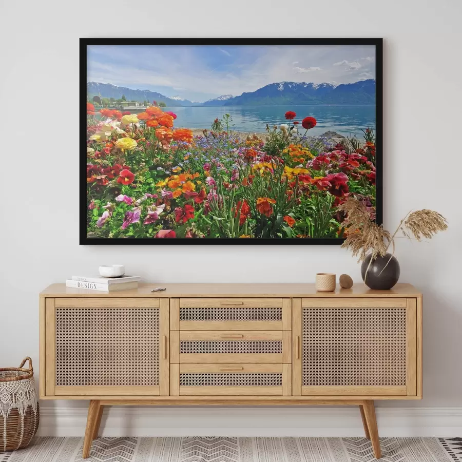 Fototapet Voda, nebe a květina f00006