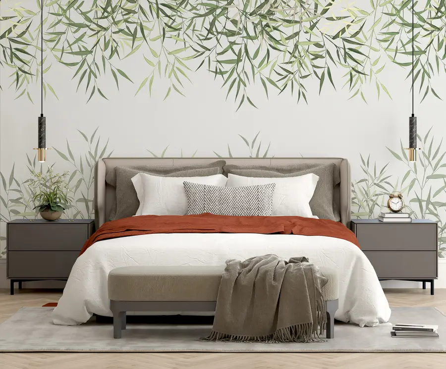 Fototapet rákosové bambusové listy u95355