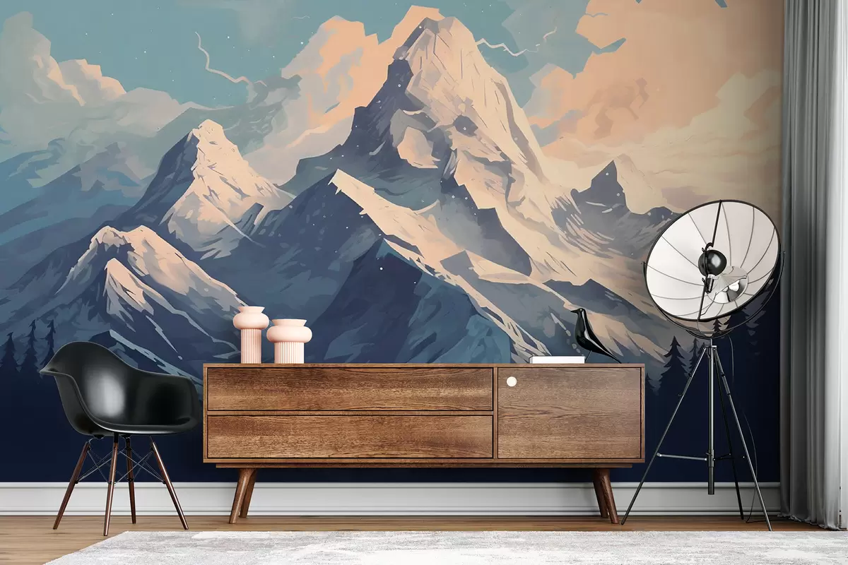 Fototapet sněhem pokrytý vrchol hory u95995