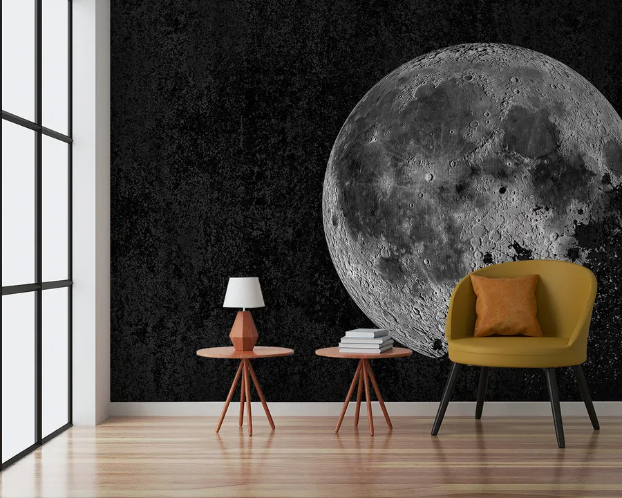 Fototapet Design tapety s rozpuštěným měsícem na černém pozadí grunge u95521