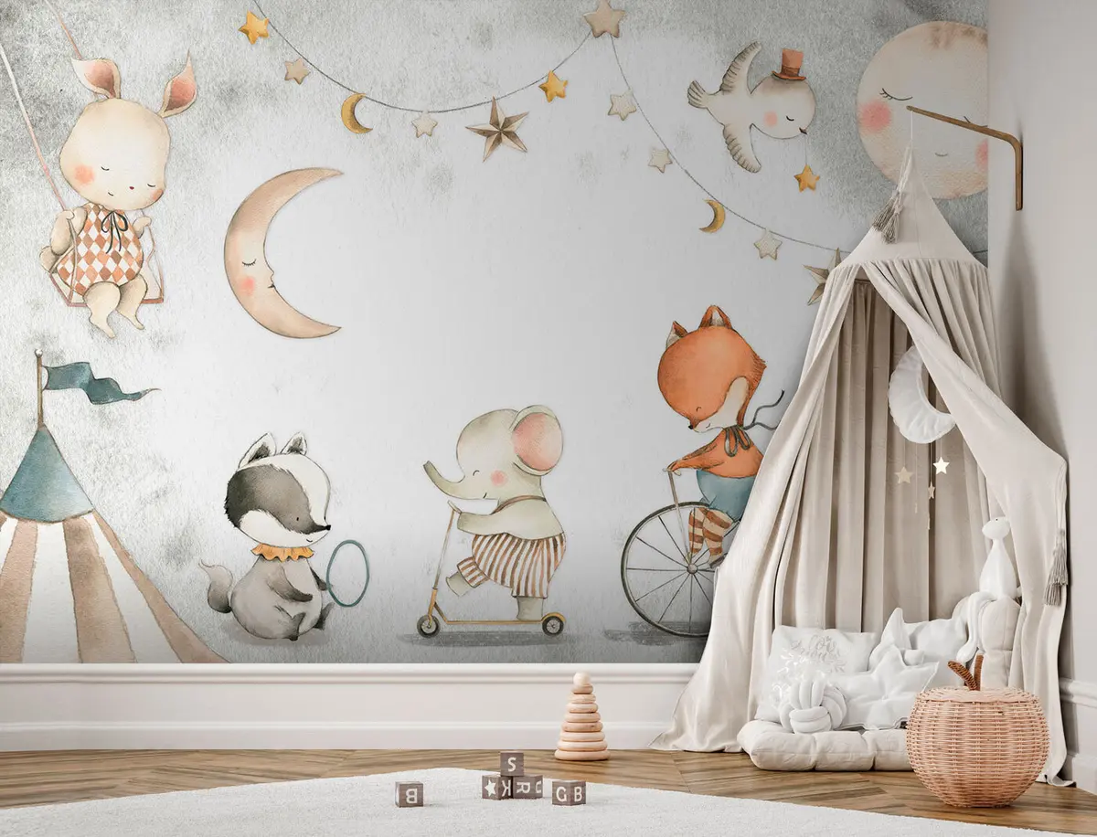 Fototapet Lesní zvířata slon, liška, jezevec a králík u96075