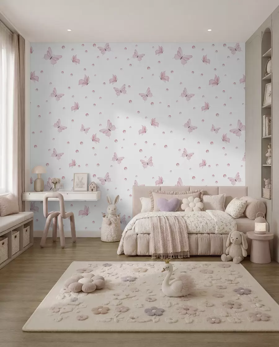 Fototapet Malí růžoví motýli u96109
