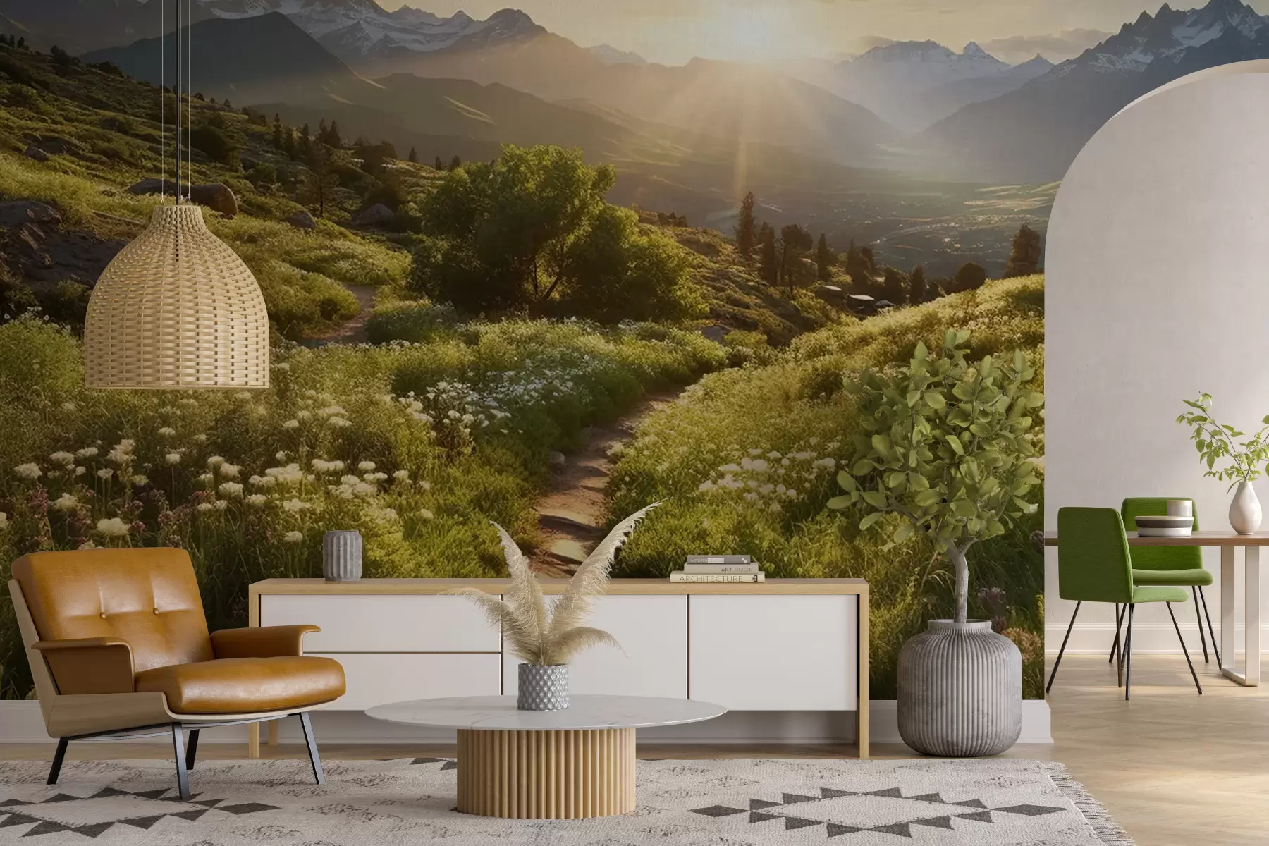 Fototapet Horská krajina západ slunce u96209