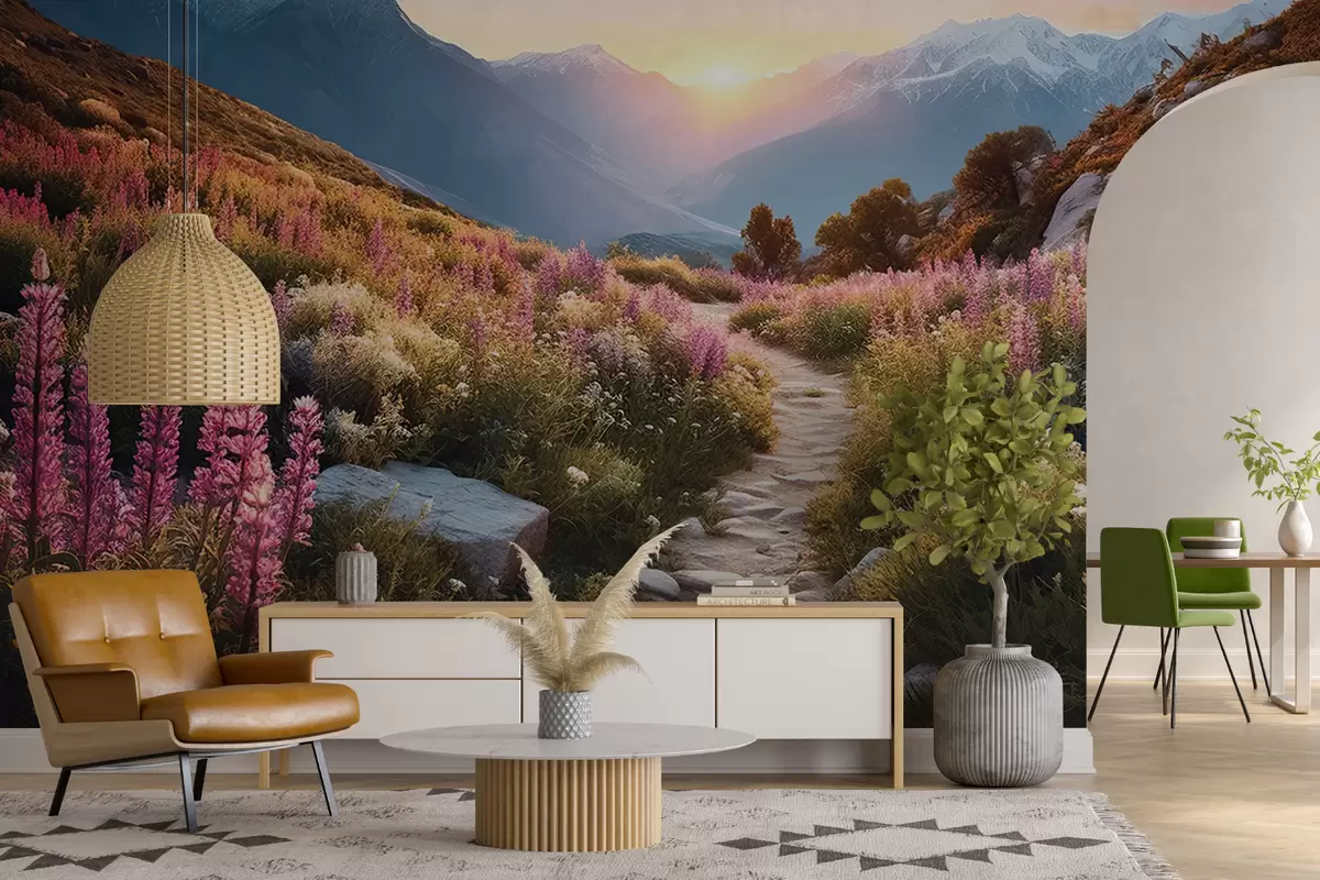 Fototapet Horská krajina kouzelné květiny u96210