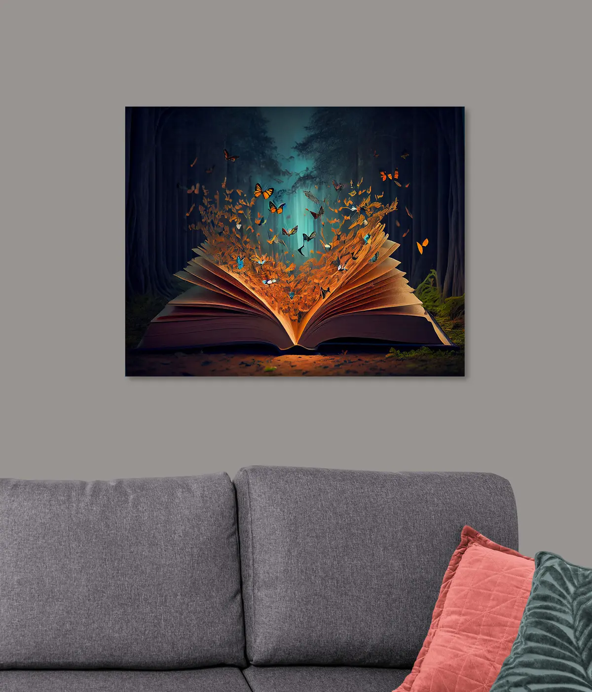 Obraz Pohádková kniha s motýly v lese Č. s33915