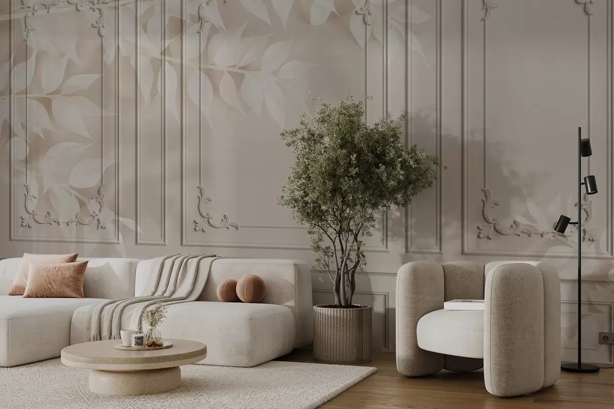 Fototapet Klasické anglické panely Boiserie s listy u96165